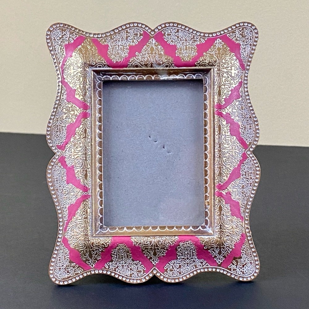 SICURA Ornate Ceramic Pink & Gold Photo Frame